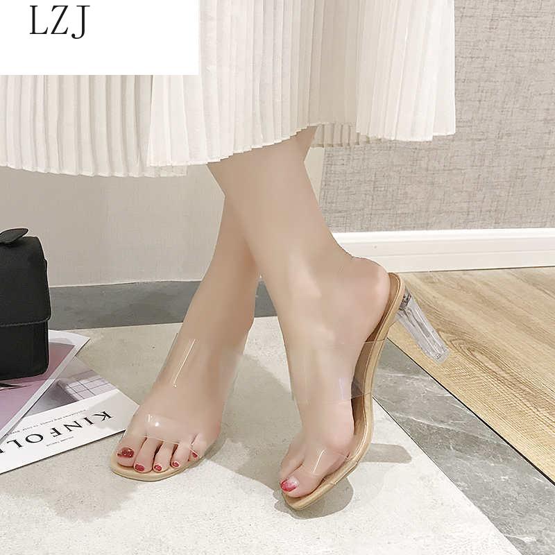 Klare hæle hjemmesko kvinder sandaler sommersko kvinde gennemsigtige høje pumps bryllup jelly buty damskie høje hæle