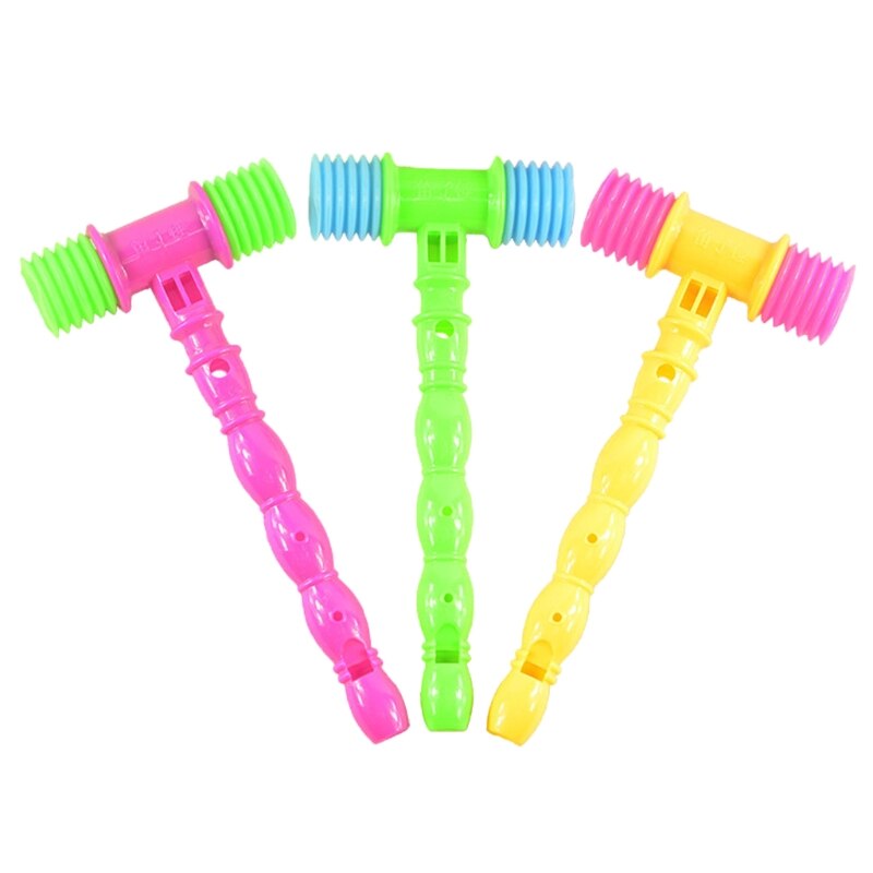 Martillo de juguete educativo para bebés, juguete de plástico suave con sonido y silbato, H055