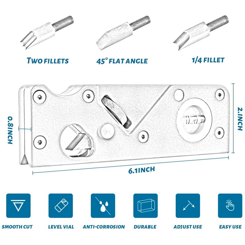 Chamfer Plane With 3 Cutter Heads,Woodworking Hand Planer For Quick Edge Planing And Radian Corner Plane Trimming.