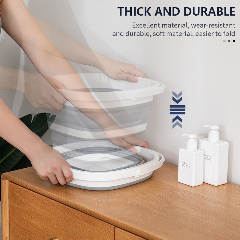 10L Silicone Bucket for Fishing Folding Bucket Car Wash Outdoor Folding Collapsible Supplies Square Bathroom Kitchen Camp Bucket