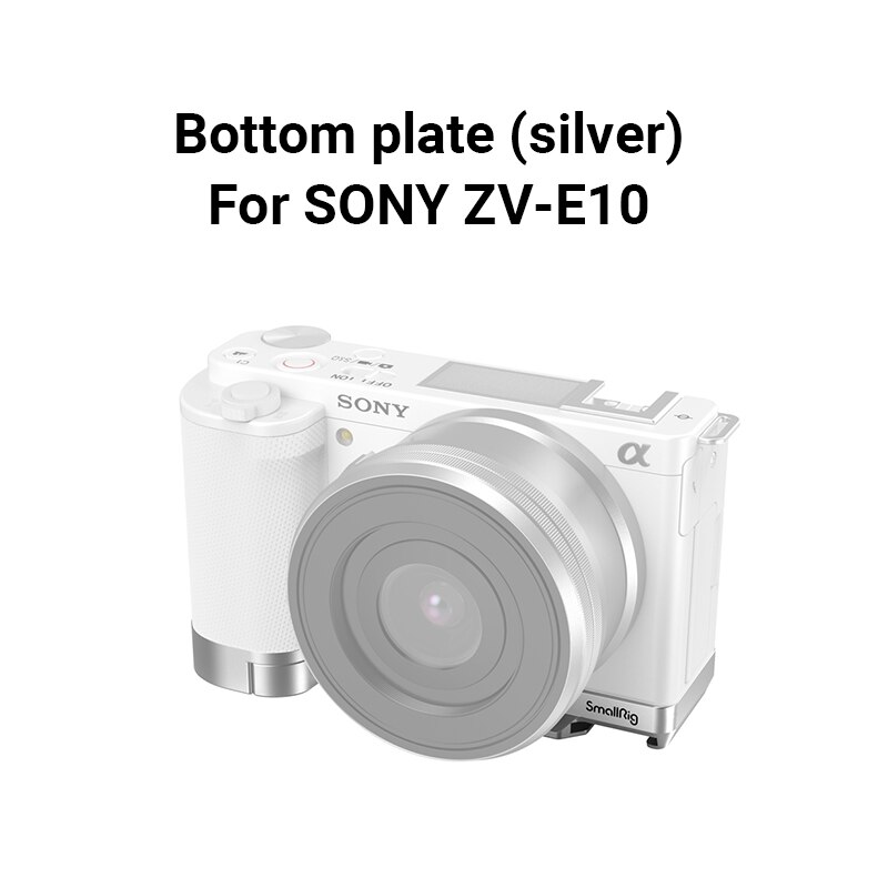 SmallRig-jaula de cámara Sony ZVE10 con mango de jaula de silicona, placa de liberación rápida Arca integrada, Kit de aparejo para Sony ZV-E10 3538: Silver Grip