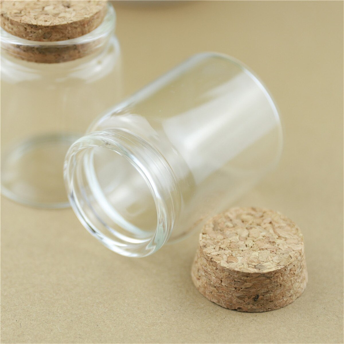 6 Pieces 47*60mm 60ml Glass bottles Corks Test Tube Tiny Storage Candy Containers Small Glass Spice Storage Bottles & jars