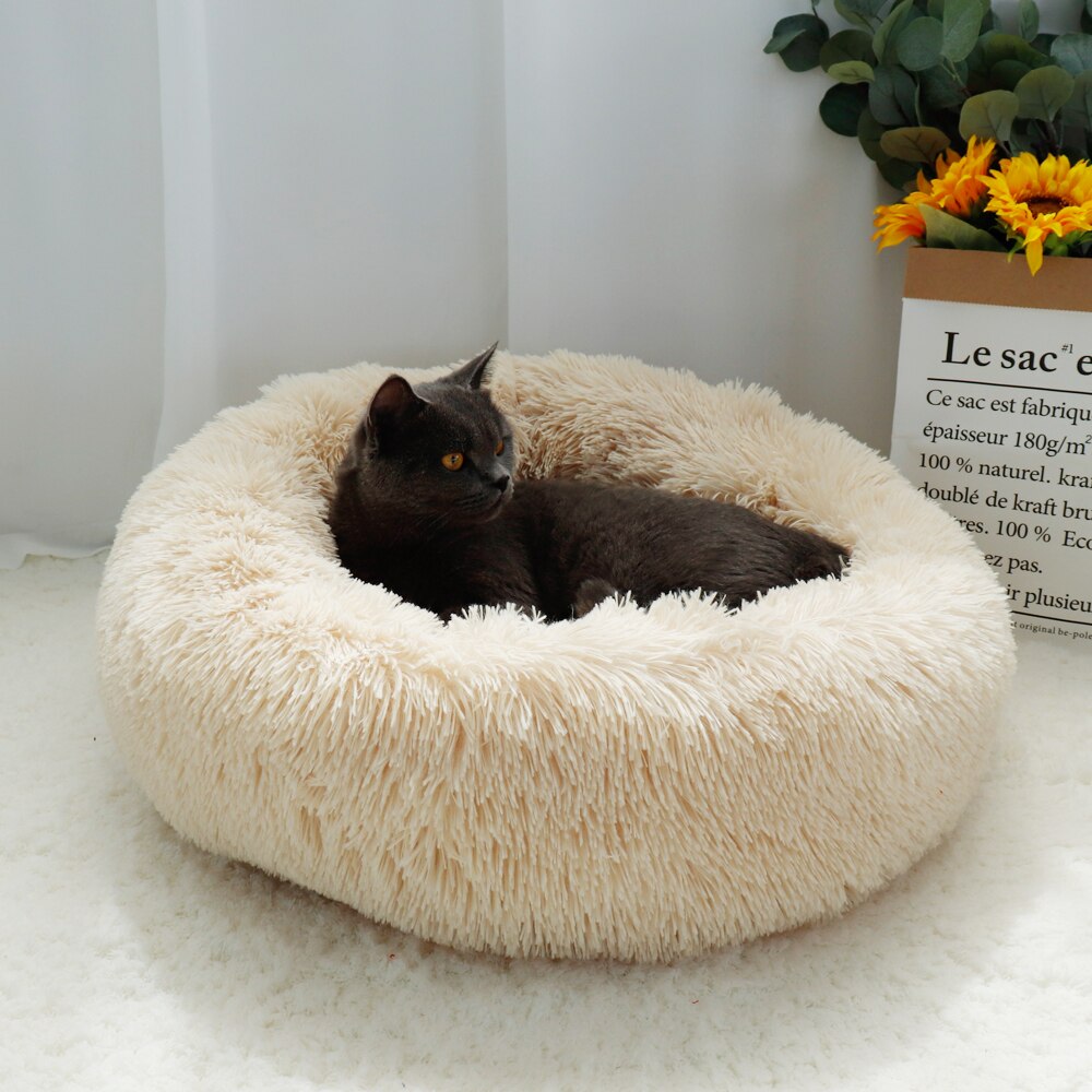 Warm Hond Kat Bed Zachte Fleece Ronde Huisdier Kussen Mat Voor Kleine Medium Grote Honden Kat Lange Pluche Winter Hond kennel Puppy Bed Sofa