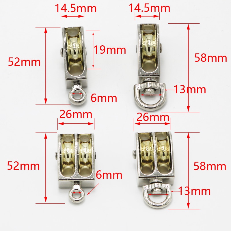 36/48/52/58/75/86mm løftereb rulle remskive hjul klatring mini remskiver metalskive zink legering katrol wiel