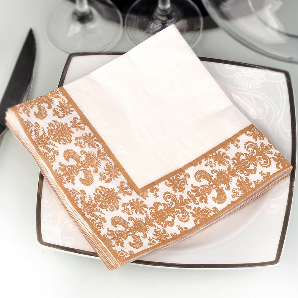 100Pcs Gouden Afdrukken Wegwerp Servetten Tissue Papier Voor Thuis Restaurant Hotel Birthday Party Bruiloft Decoratie