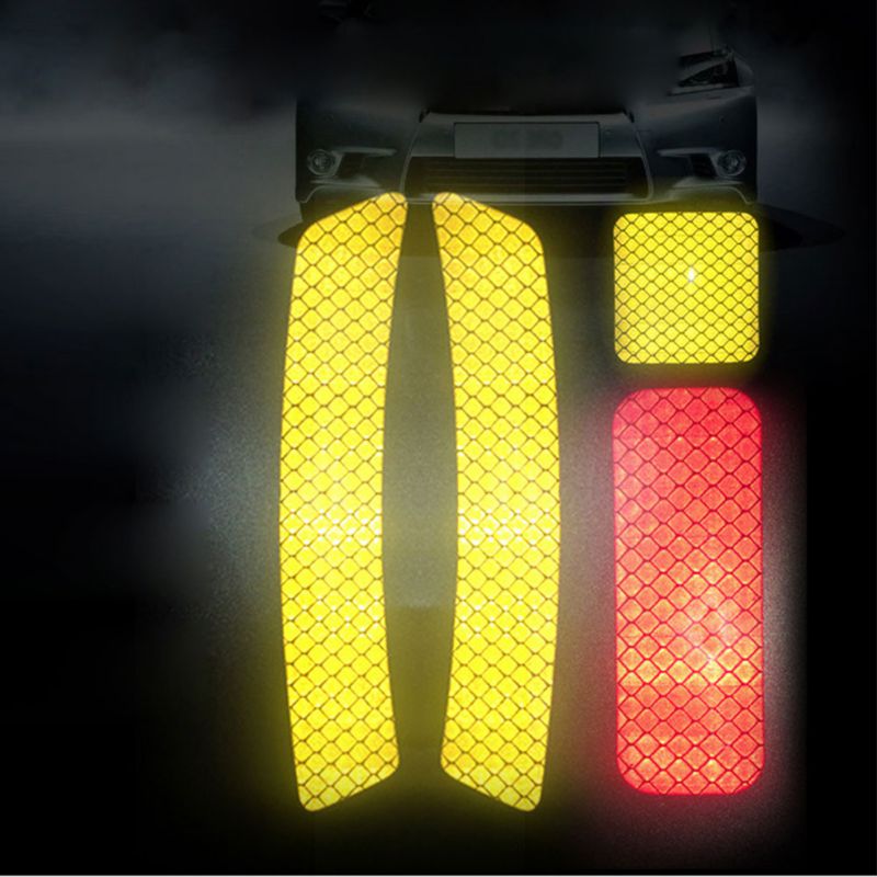 2PCS Car Bumper Reflective Stickers Car Reflective Stickers Car Door Wheel Eyebrow Sticker Decal Warning Mark