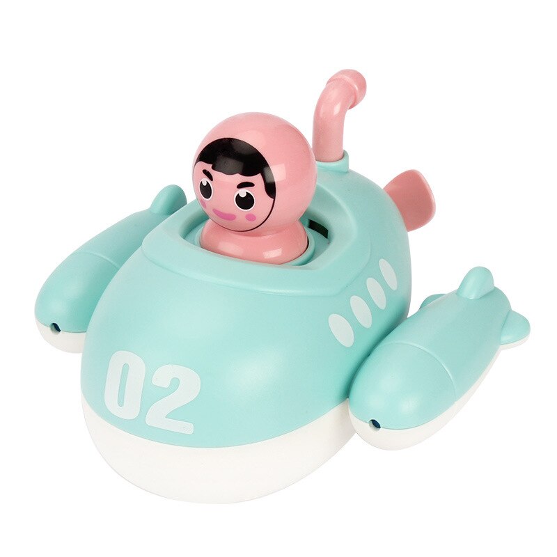 Baby Bathroom Clockwork Toy Winding Chain Floating Submarine Playing In Water Children's Bath Water Spray Toy summer Beach Swim: 02