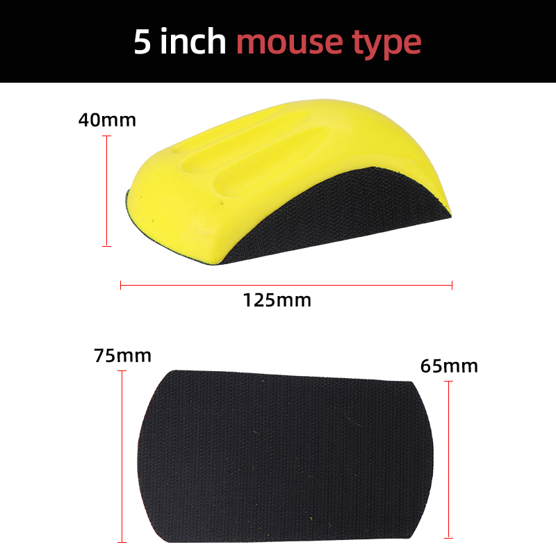 Hifeson 5/6 tommers mini rund slipekloss mus slipeskive sandpapirverktøy bakside poleringspute håndslipekloss pu-skum: Brun