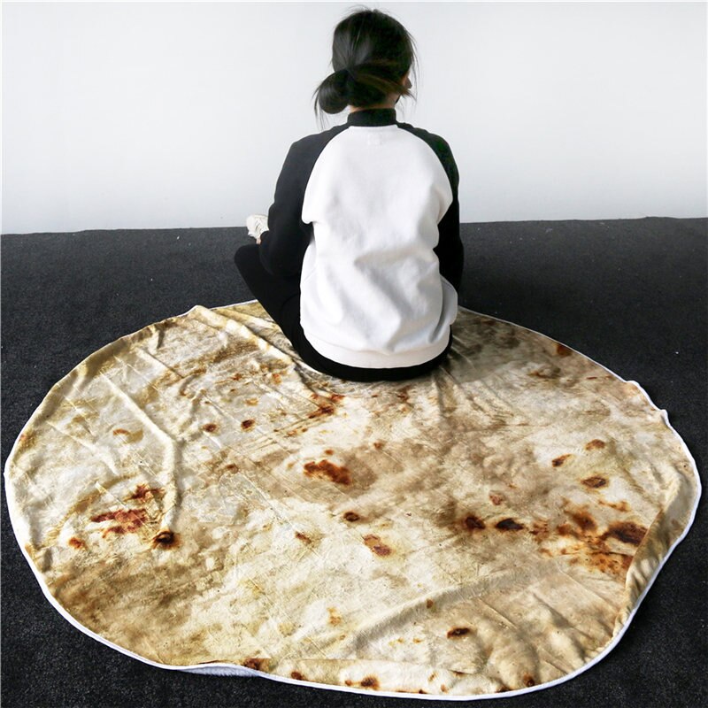 Couverture à motif de Tortilla en maïs, Plaid doux, Plaid, pour lit, canapé, peluche, couvre-lit, manta Burrito Koce: Burrito blanket 1 / diameter-100CM
