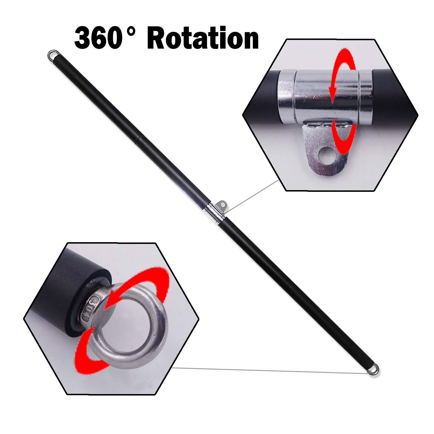 Fitness LAT Pull Down Bar Rotating Gym Handles for Pulley Cable Machine Attachments Resistance Band Training Pilates Workout Bar