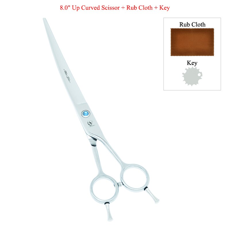 8.0 Inch Pets Grooming Scissors Japan 440C Straight Dogs Cutting Shears Curved Scissors Pets Hair Trimmer Animals Tijeras B0061A: B0042A-05-80