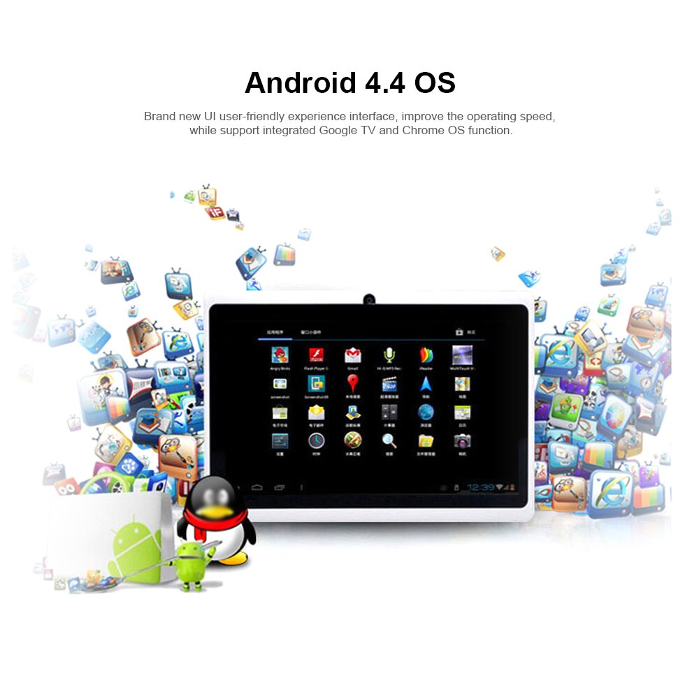 7 Inch 512 Mb + 8 Gb Quad-Core Tablet Zakelijke Tablet Met Android4.4 Systeem 1024*600 Resolutie voor Gaming Entertainment