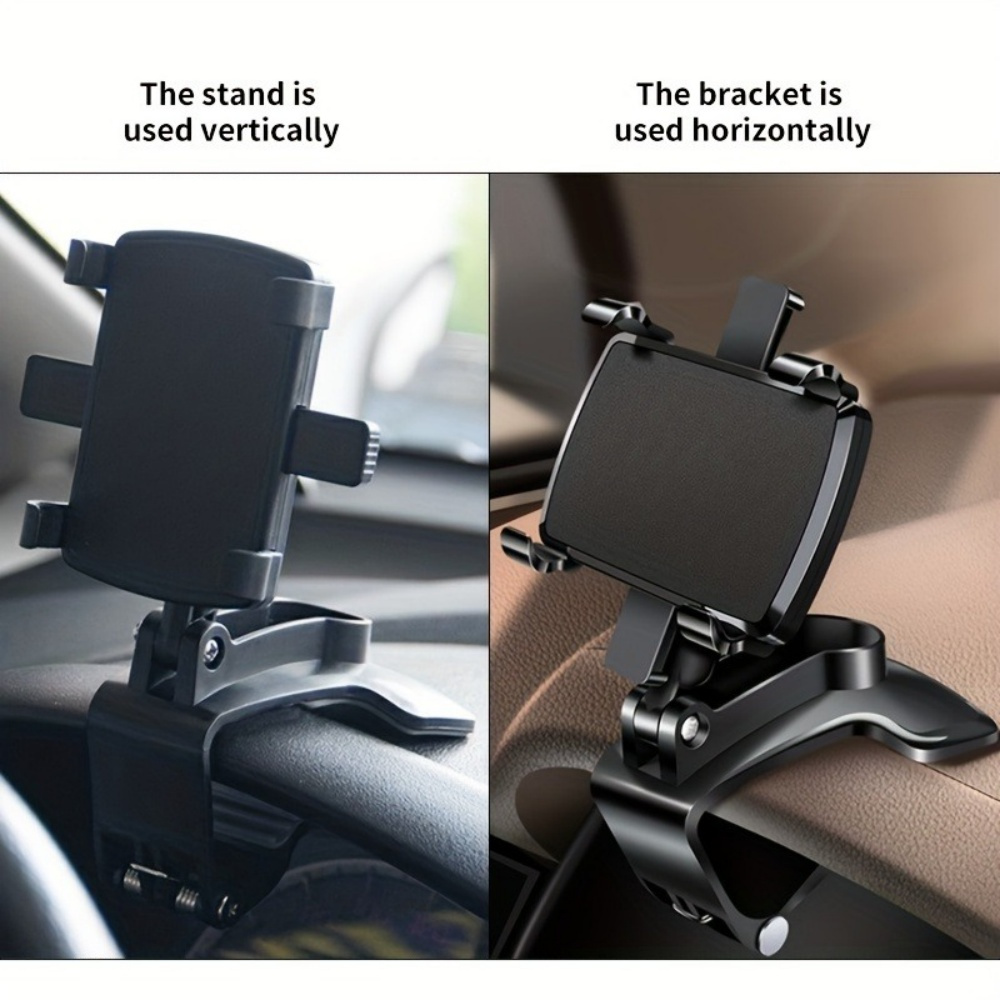 Car Mobile Phone Holder 360° Rotation Dash Board Easy Clip Mount Stand Universal GPS Navigation Bracket Portable Car Phone Stand