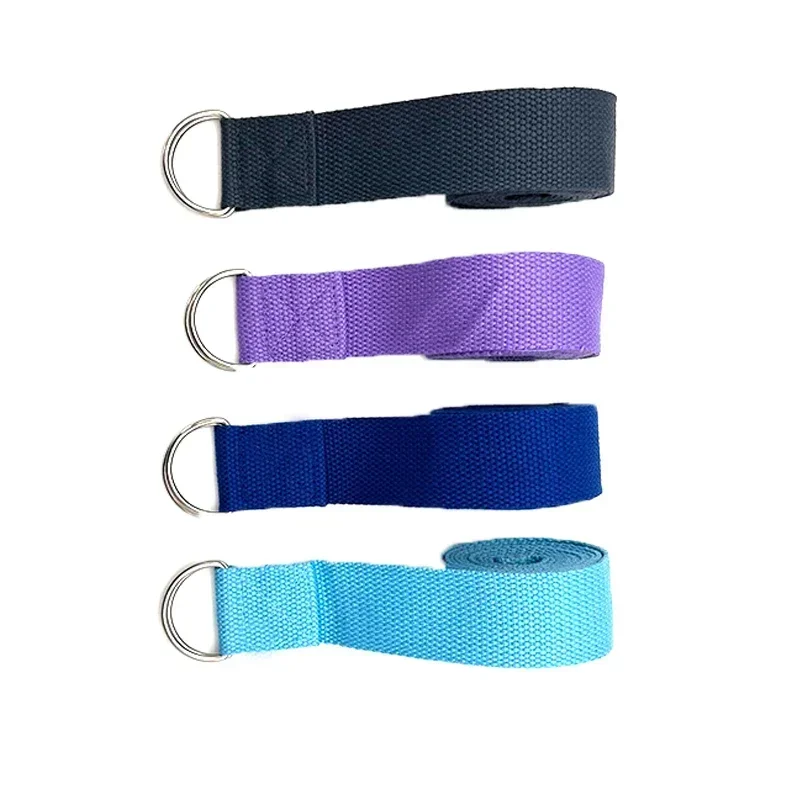 1,8 m x 3,8 cm verstelbare D-ring gesp yogariem geeft flexibiliteit voor yoga stretching duurzame katoenen oefenriemen