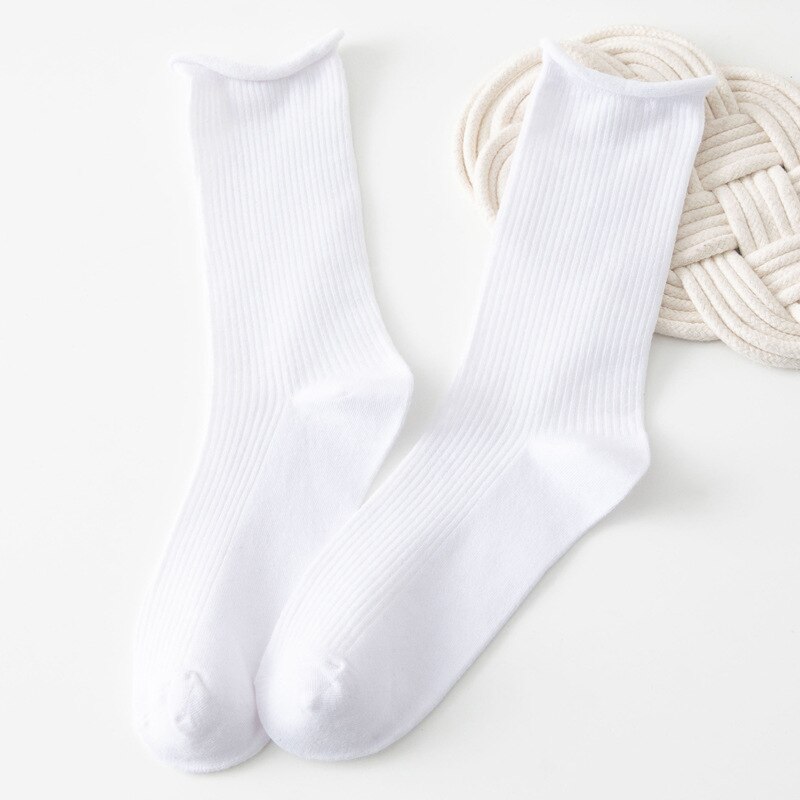 Chaussettes fluorescentes colorées pour femmes, amples, couleur d&#39;hiver, chaudes, confortables, tricotées, chaussettes longues en coton, confortables à rayures: WHITE