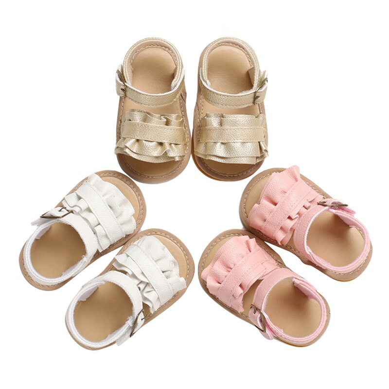 Baby 2020 trend baby meisjes zomer sandalen pu leer ruches zachte zool antislip stijlvolle strand casual schoenen schoeisel