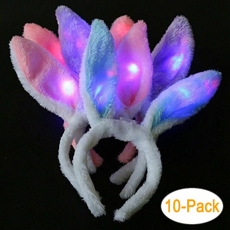 10Pack Christmas LED Light Up Slap Bracelet Brooch Glasses Plush Headband Antler Halloween Christmas Party Decorations