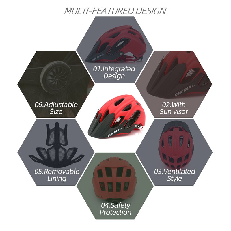 CAIRBULL – casque de vélo vtt ventilé avec visière solaire, filet anti-insectes, moulé intégralement, pour hommes et femmes adultes