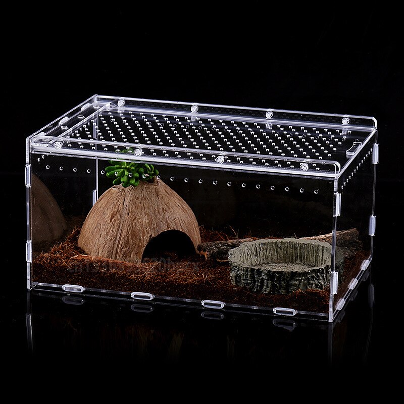 Alec Crawling Pet Terrarium Full Landscape Sliding Lid Terrarium Spider Gecko Snake Breeding Box Pet Box with Ventilation Holes