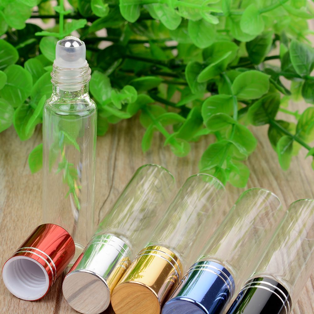 10ML Portable Essential Oil Roll-on Glass Perfume Bottle Women Lady Travel Clear Roller Refillable Bottle Containe