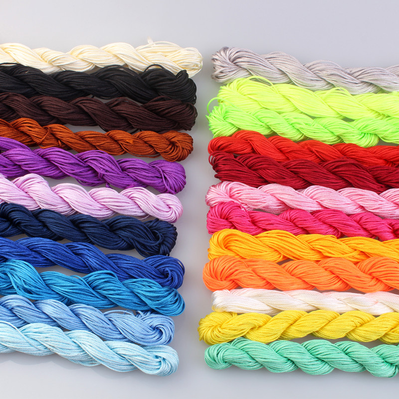 Cordón anudado chino de nailon, 23 colores, 1mm, hilo de macramé Shamballa, cordón para cuentas para fabricación de pulseras