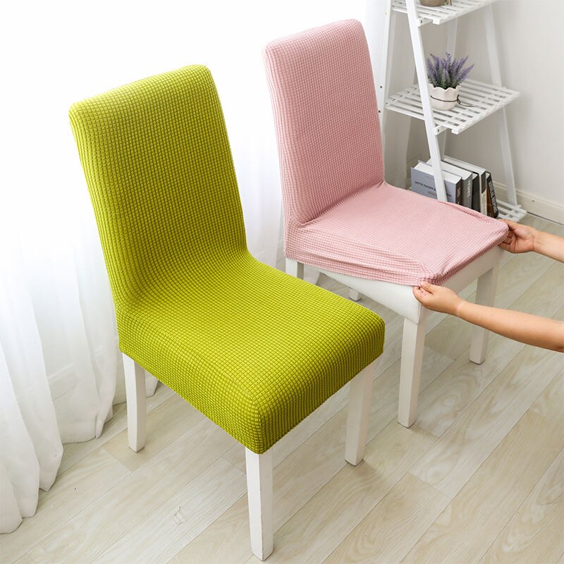 Einfarbig Stuhl Abdeckung Gestrickte stoff Stretch Elastische Hussen Stuhl Abdeckungen Für Esszimmer Küche Hochzeit Bankett Hotel