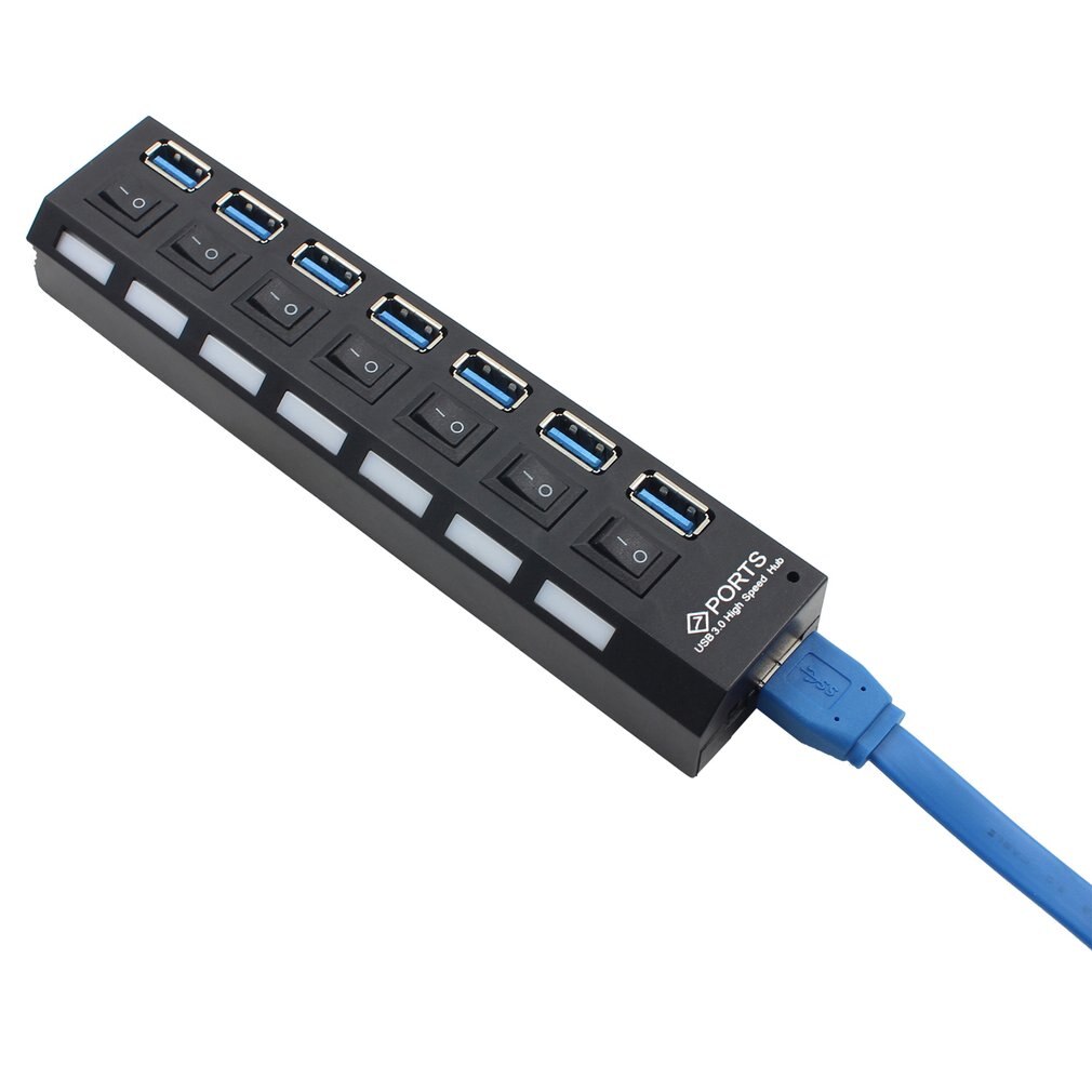 7 / 4 Usb 3.0 High Speed Hub Met Aparte Zeven Poorten Compact Lichtgewicht Power Adapter Hub Met Voeding