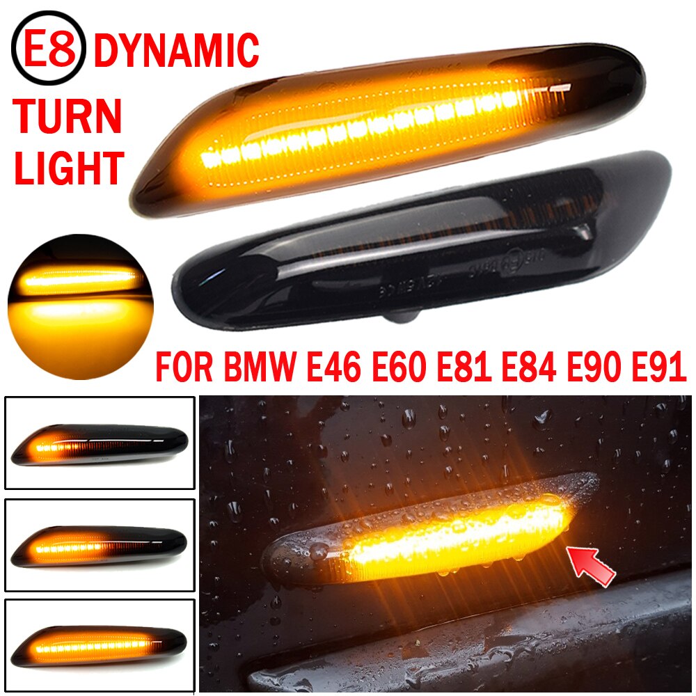 För bmw  e60 e90 e91 e81 e83 e88 e92 e82 e46 dynamisk repeater sidomarkör spegel indikator blinker flödande led blinkers