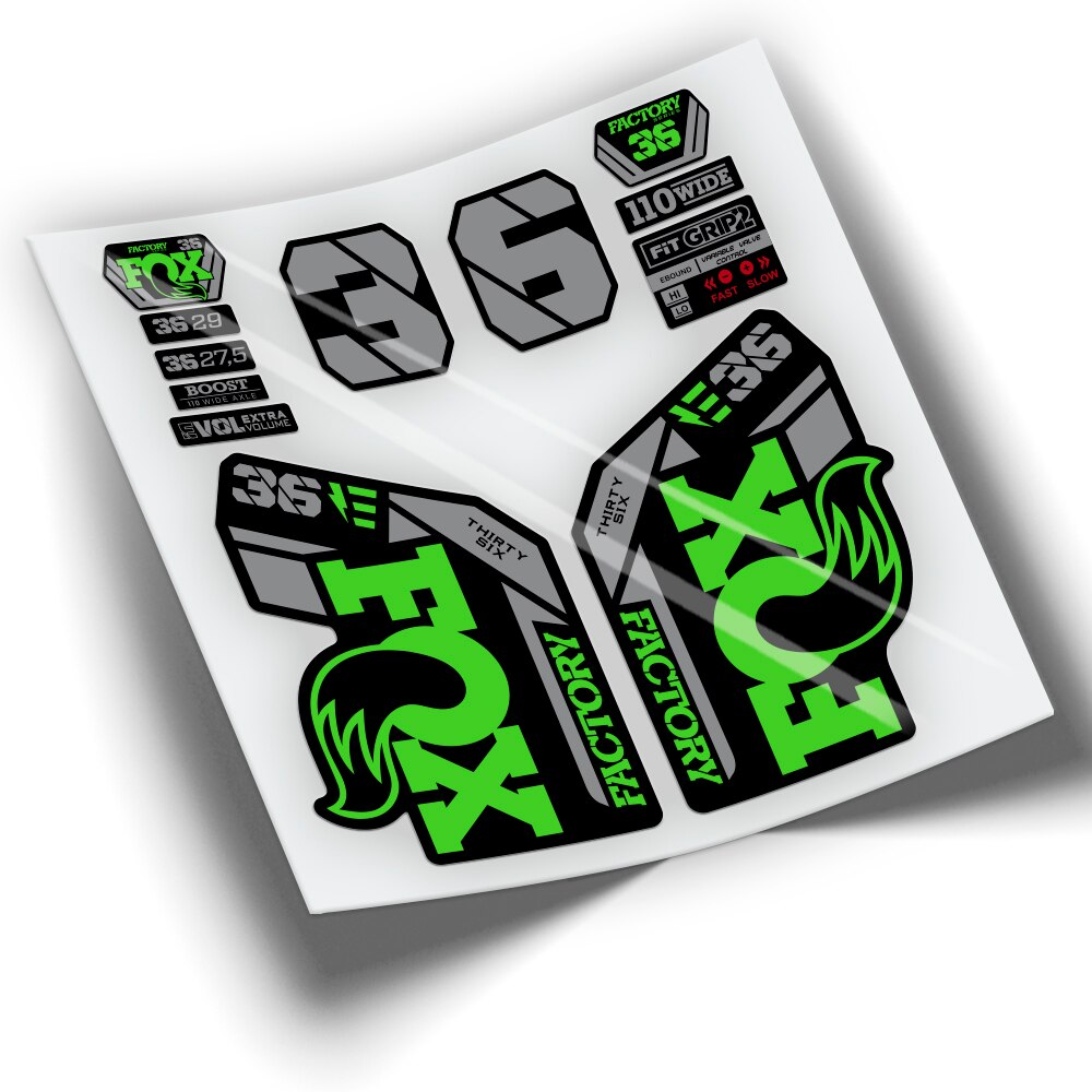Naklejki widelec FOX 36 fabryka EBIKE 2021 BICOLOR WP428 naklejki rower górski naklejki rowerowe akcesoria rowerowe: Lime green 1