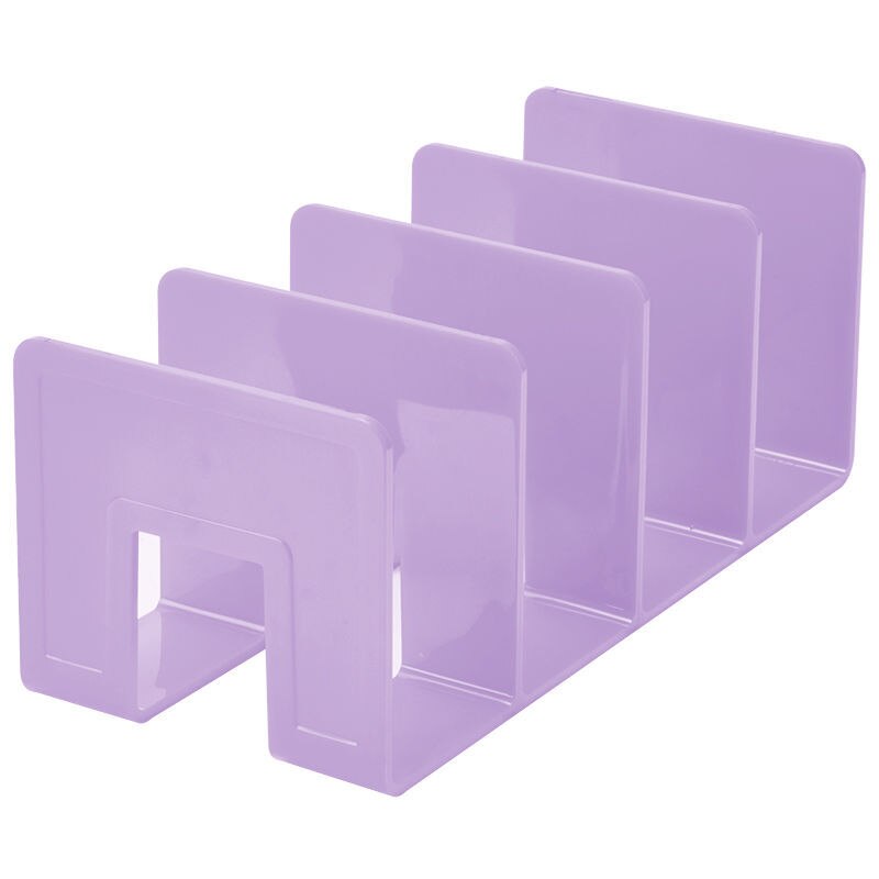 Multi-layer Bookend Decorative Book Shelf Home Room Office School Library Stationery Supplies Bookshelf Desk Organizer: Purple