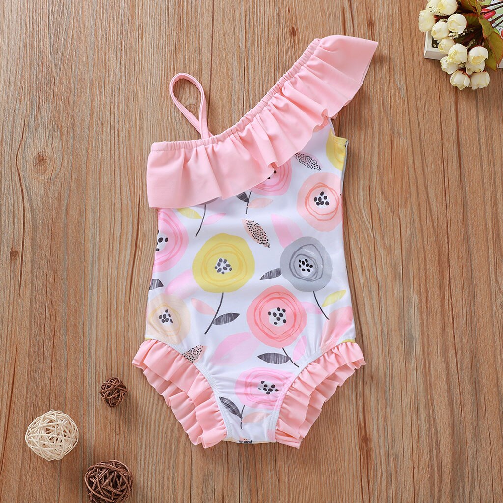 Toddler Kids Baby Girls Flower Bikini Swimwear Swimsuit Bathing Suit Beachwear Beach Romper One-piece Cute Bikini: 90