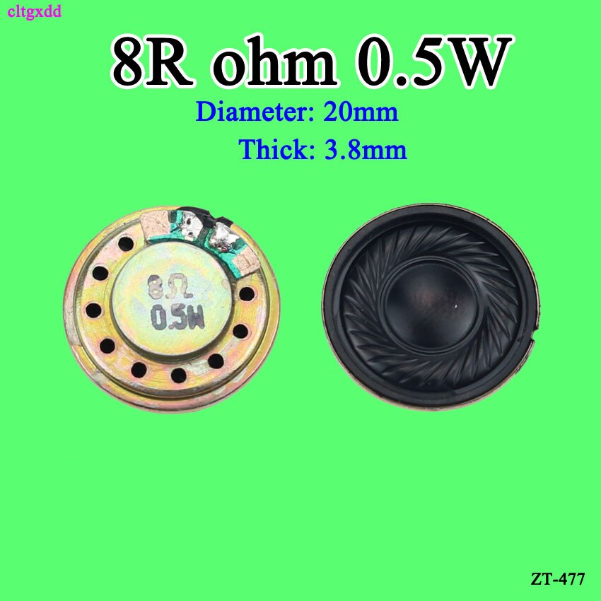1 stücke Neue Ultra-dünne Mini lautsprecher 8 Ohm 0,5 Watt 0,5 W 8R lautsprecher Durchmesser 10 15 20 23 26 30 32 40 50 mm 4CM dicke 6 4 3MM: 20x3.8mm