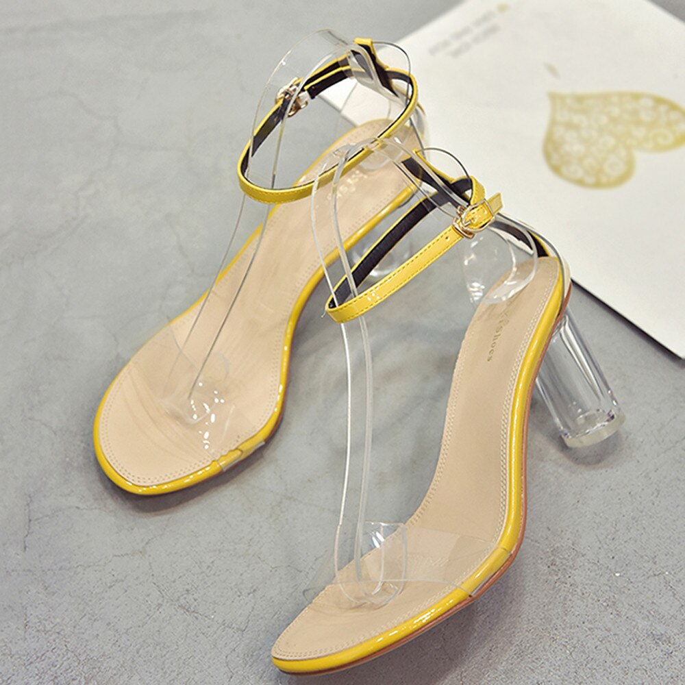 Sandalias de tacón transparente de PVC para mujer, zapatos de tacón transparente con taco de , zapatos de punta abierta para , sandalias de verano, tallas 35-40