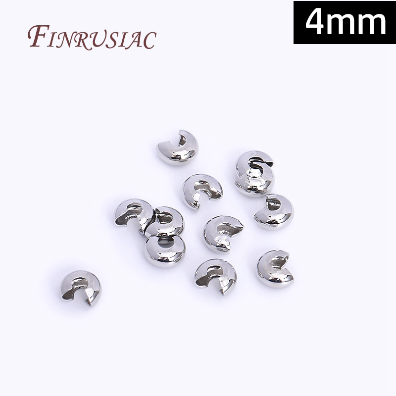 50-100 stks/partij Messing Ronde Covers Crimp End Kralen 3mm/4mm Spacer Kralen 18K Real vergulde Sieraden Maken Accessoires DIY: M / Blauw