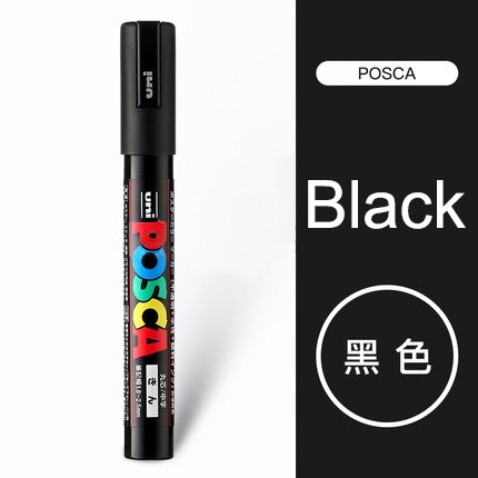 Uni Posca PC-5M Paint Marker Pens Medium Tip 1.8mm-2.5mm 17 Colors for School Office Art Marker Japanese Art Supplies 1Pcs: Black 1Pcs