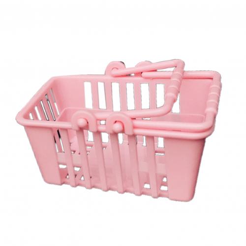 Cesta de la compra de juguete para niños, Mini cesta de mano para supermercado, cocina, fruta, verdura, almacenamiento de alimentos: Rosa