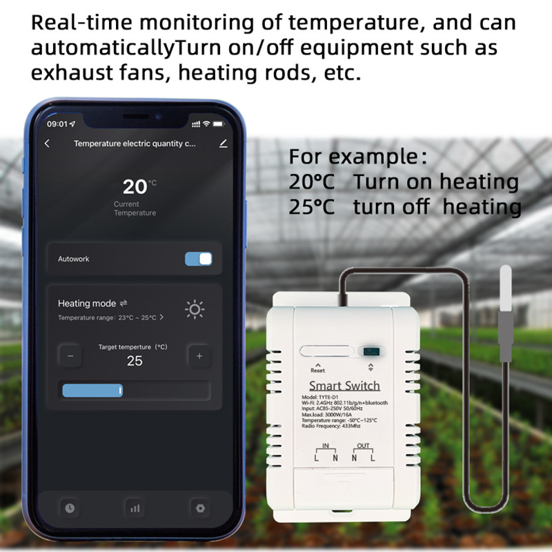 Inteligentny przełącznik temperatury Tuya 16A 3000W z monitorowaniem zużycia energii Inteligentny termostat RF433 kompatybilny z Alexa