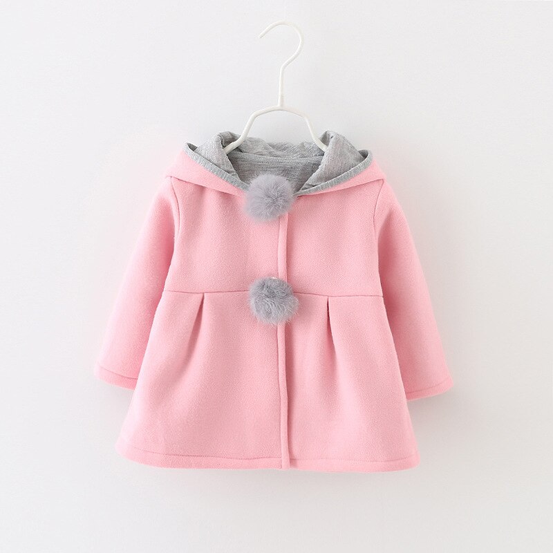 Meisje Jas Schattige Konijn Oor Hooded Pasgeborenen Jas Herfst Winter Kinderen Bovenkleding: Roze / 6m