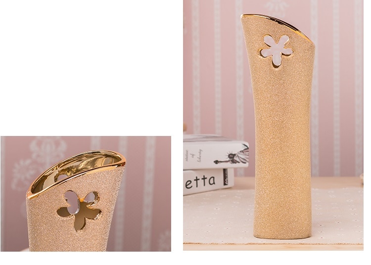 Luksus europa guldbelagt keramisk vase boligindretning porcelæn dekorativ blomstervase til bryllupsdekoration