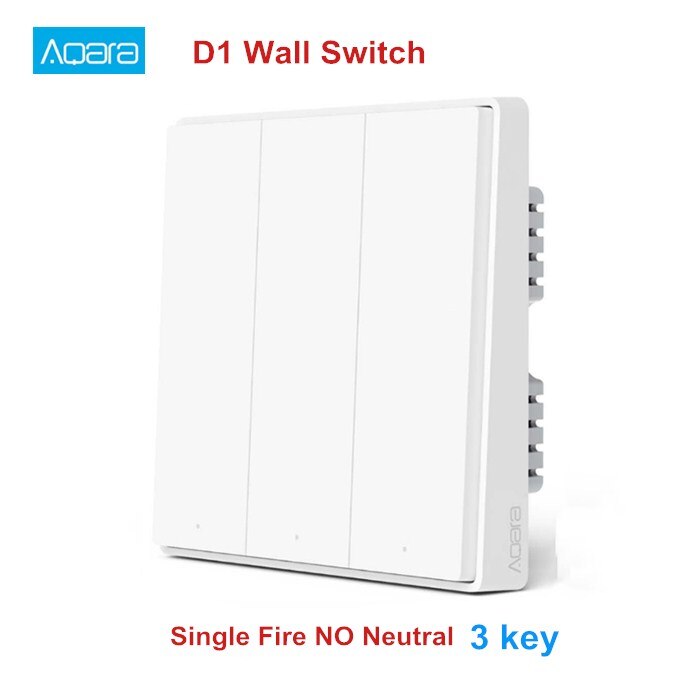 Aqara Smart Wall Switch D1 Zigbee Wireless Remote Control Light Switch Neutral Fire Wire 1/2/3 Button For Mijia HomeKit APP: NO Neutral 3 key