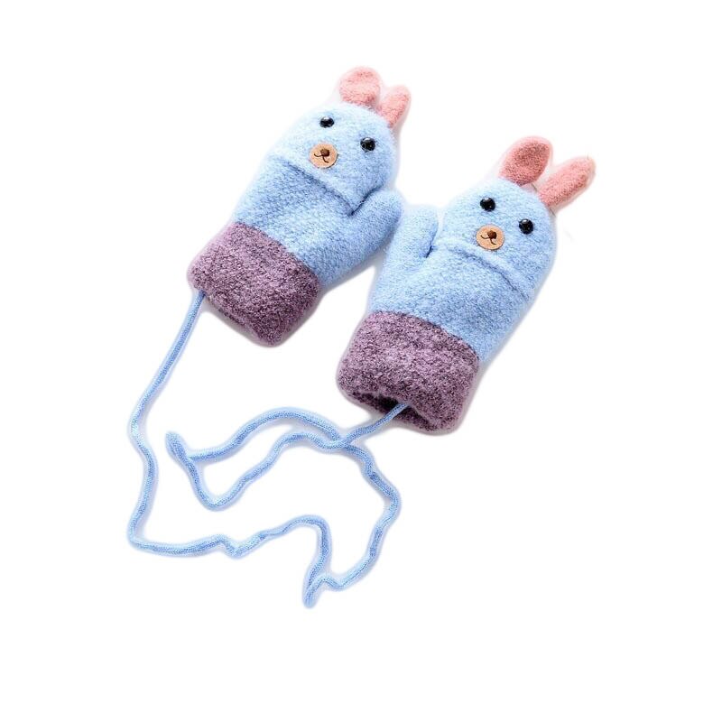 Para 2-4y alta qualidade winte bebê crianças luvas de malha inverno caixa coelho pacote das crianças dedos luvas quentes 2018