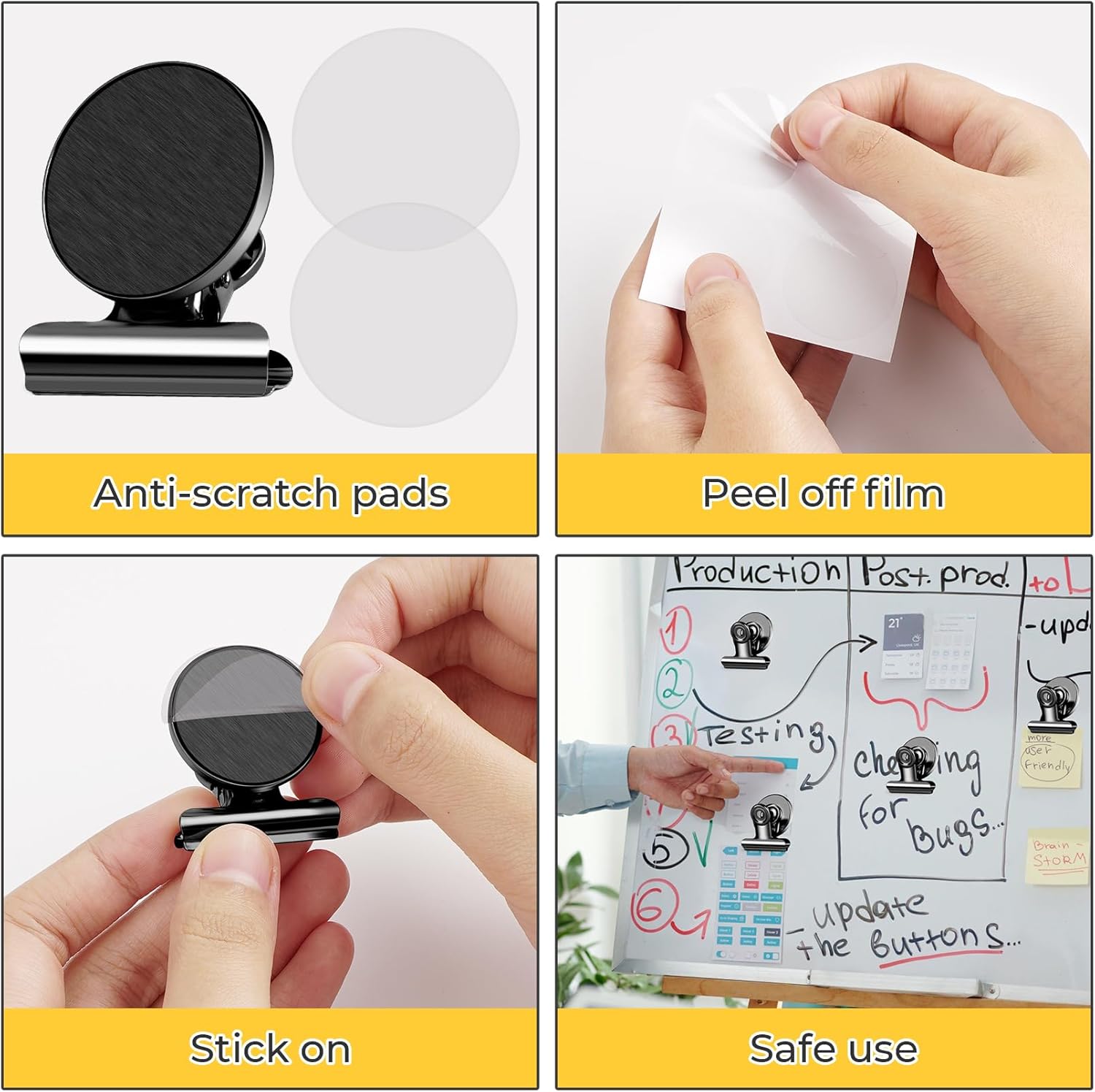 Metall-Magnetklammern für Kühlschrank, Kühlschrank-Magnetklammern, magnetische Dichtungsklammern, magnetische Clips für Kühlschrank-Whiteboard