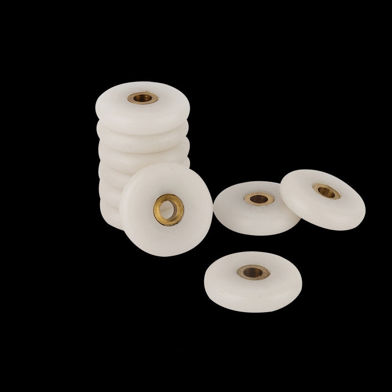 Sujetadores de rodamiento para baño, 8 unids/lote de 23mm/25mm de diámetro, corredor de puerta de ducha deslizante, polea de rodillo, distancia de agujero de 5mm