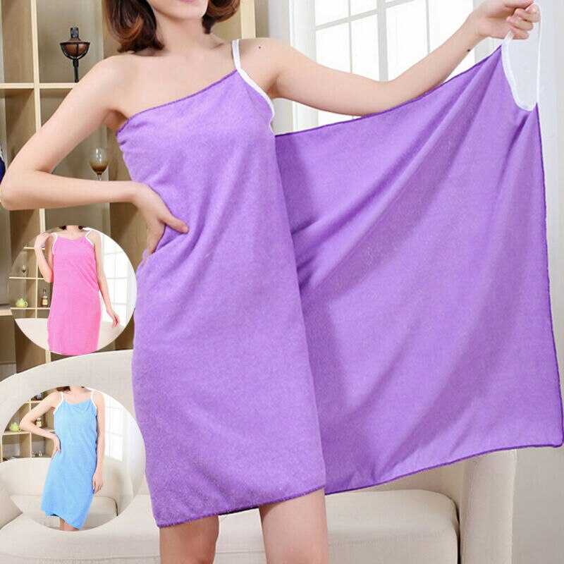 Bærbart bad mikrofiber håndklæde kappe hurtigtørrende kvinder badekåbe spa wrap kjole nederdel