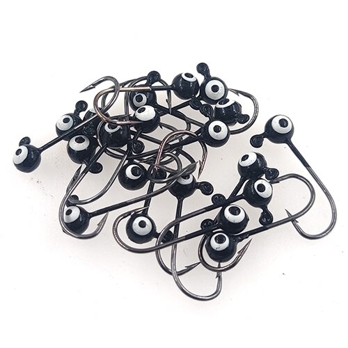 INFOF – hameçon de jighead de pêche, hameçon de ver, 2 yeux, 1 couleur, 1g, 20 pièces: Black