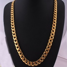 Punk Hip Link Golden Chain Rapper Men Necklaces Street Popular Metal Alloy Long Chain Decorative Jewelry