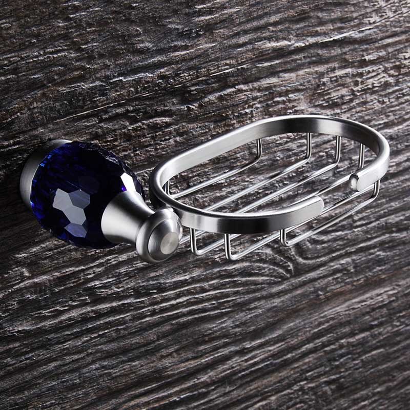 WEYUU Blue Crystal Bathroom Accessories Towel Bars ,Soap Basket,Robe Hooks,Towel Ring Stainless Steel Bathrooms Hardware Sets: Soap Basket