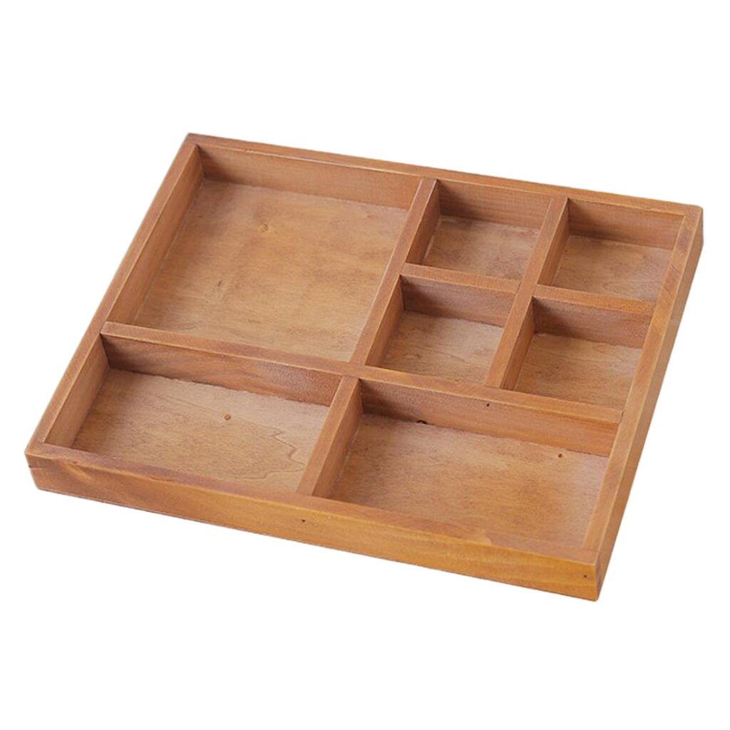 Desktop Storage Organizer 7 Compartment Living Room Office Supplies Wooden