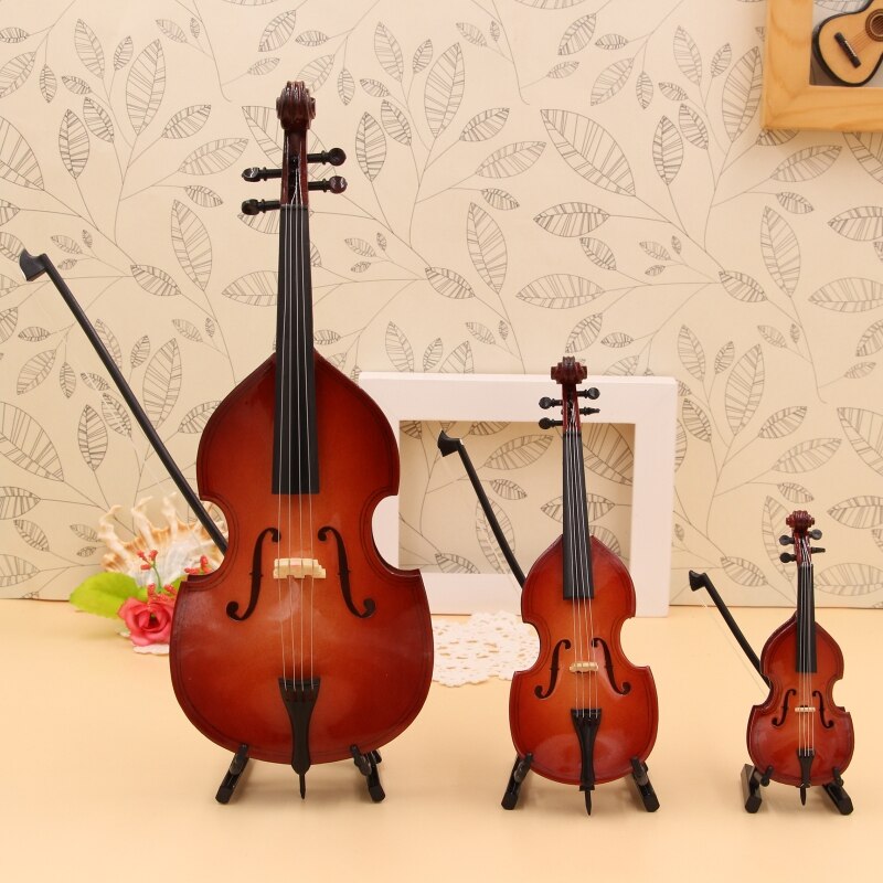 Bass Guitar Replica Mini Model Dollhouse Decorations Kids Replica Ornament T4MF