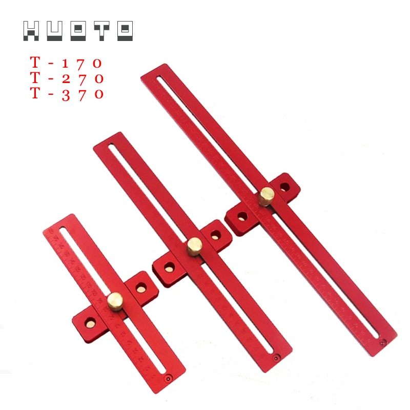 Aluminum Alloy 170/270/370mm Scale Metric Measure Scribing Ruler T Shape Woodworking Carpentry Marking Tool